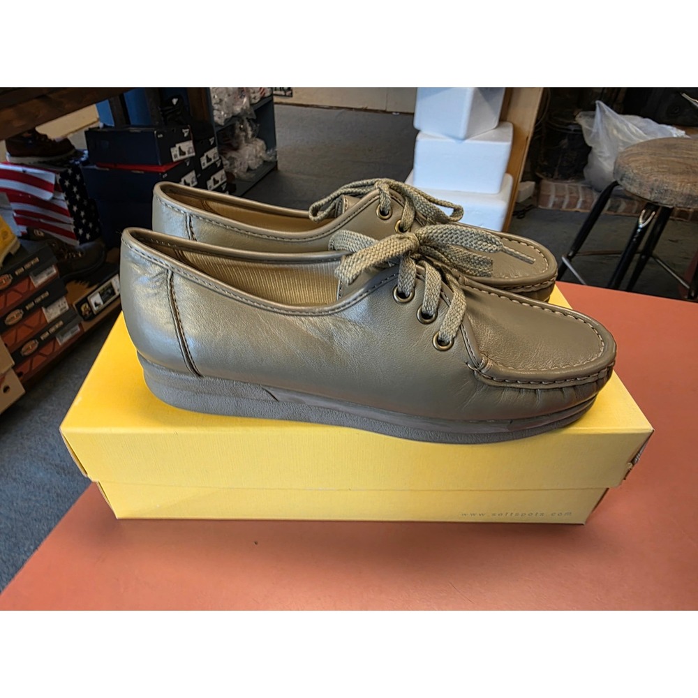 Softspots Anni Lo Taupe Leather Comfort Oxfords Shoes Womens 8.5 W Wide 053598